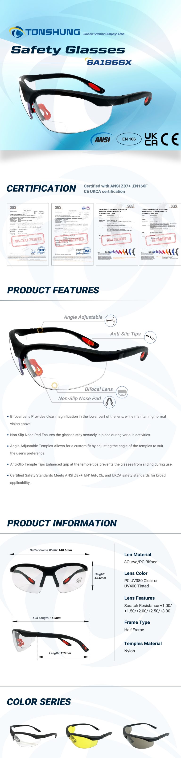 統順益(TONSHUNG) UKCA Certified Safety Glasses Goggle SA1956X Introduction