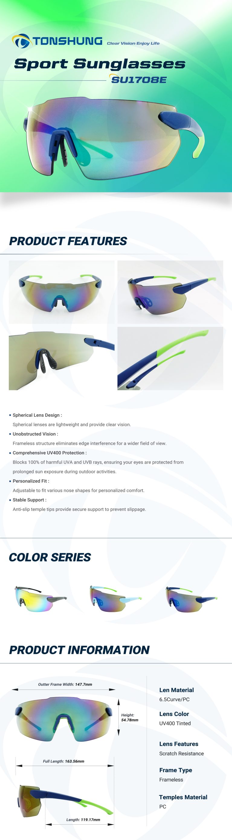 統順益(TONSHUNG) sunglasses for ladies UV400 Tinted SU1708E Introduction