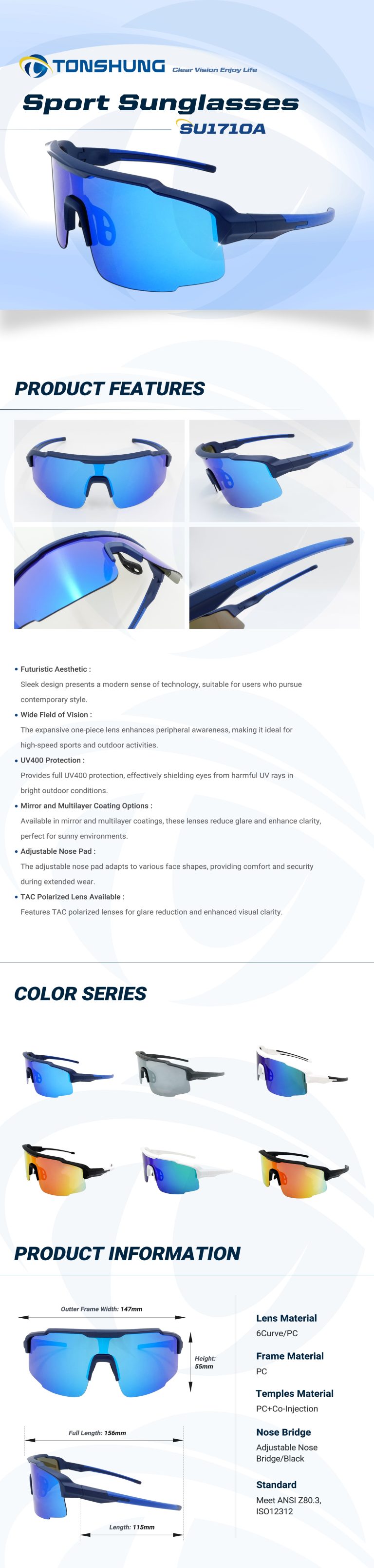 統順益(TONSHUNG) Sport Sunglasses High Tech Design Lightweight Frame SU1710A Introduction
