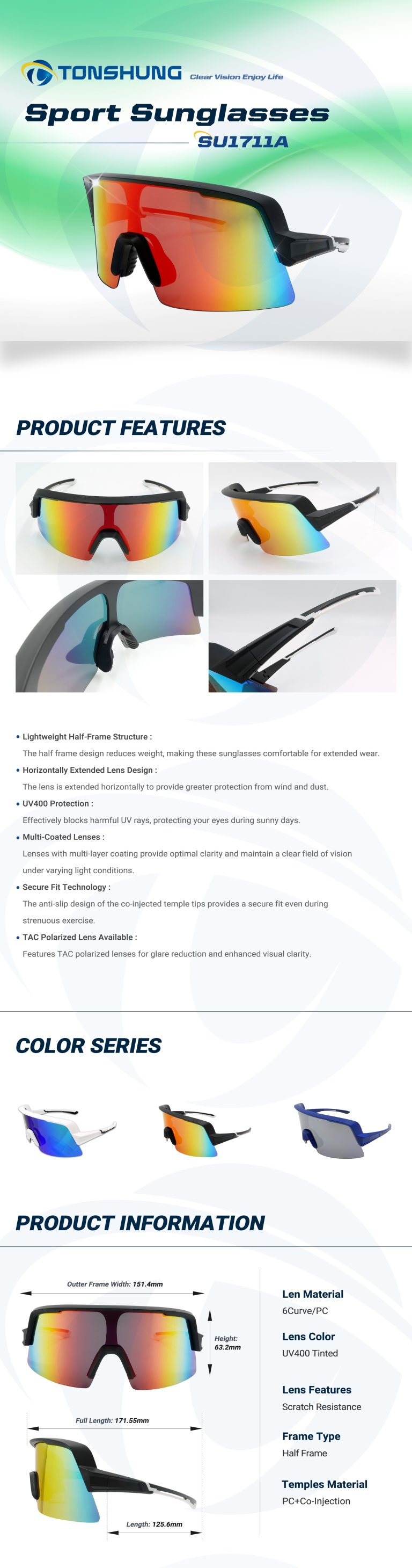 統順益(TONSHUNG) Big One-Piece Sunglasses SU1711A Introduction