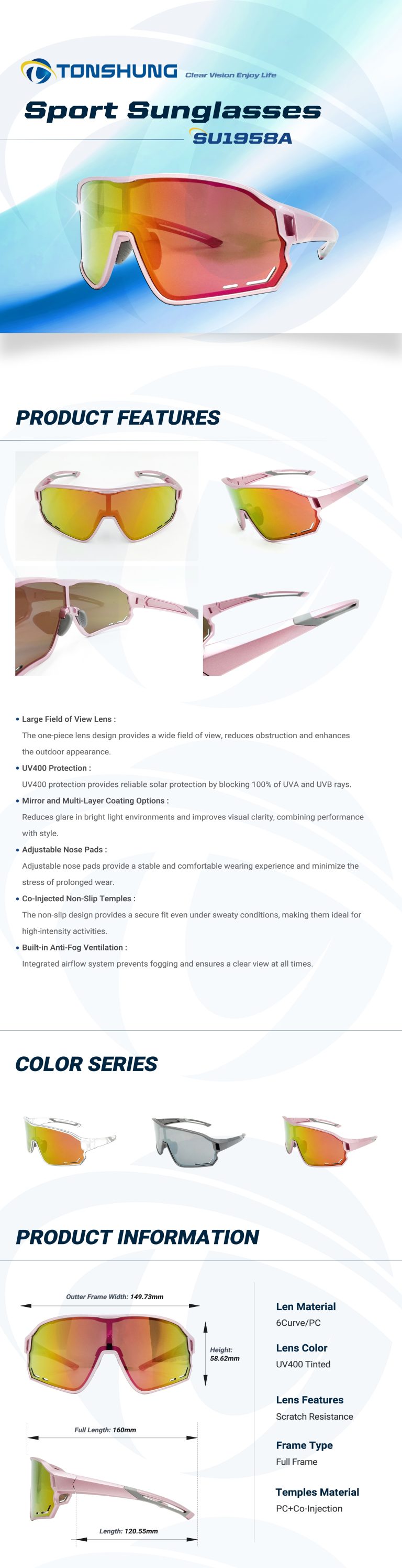 統順益(TONSHUNG) mens sunglasses polarized Adjustable nose bridge/Black SU1958 Introduction