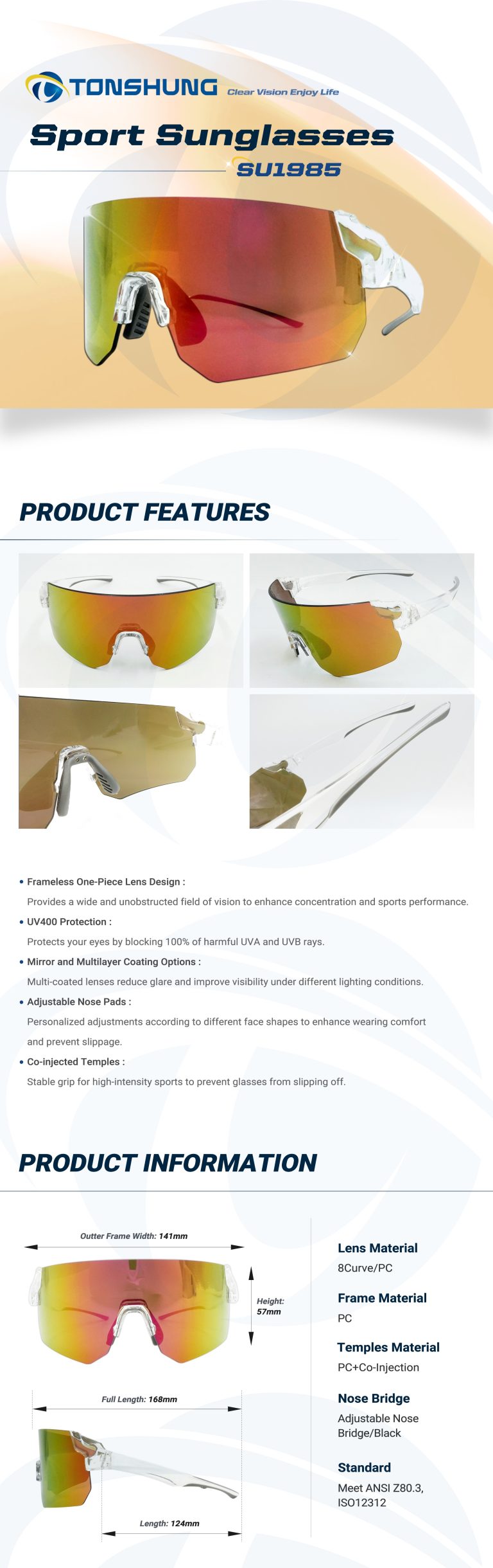 統順益(TONSHUNG) Sports Sunglasses – Rimless UV400 Outdoor Cycling & Running Eyewear SU1985 Introduction