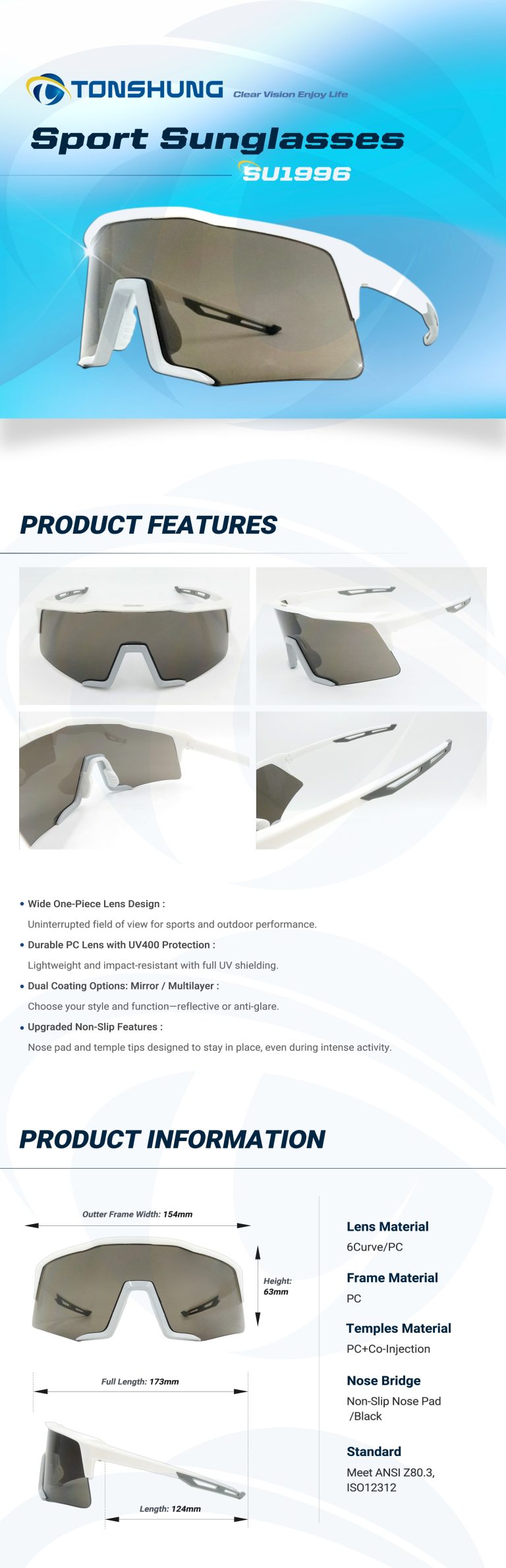 統順益(TONSHUNG) Pro Sport Sunglasses | Protective, Lightweight & Fashion-Forward Eyewear SU1996 Introduction